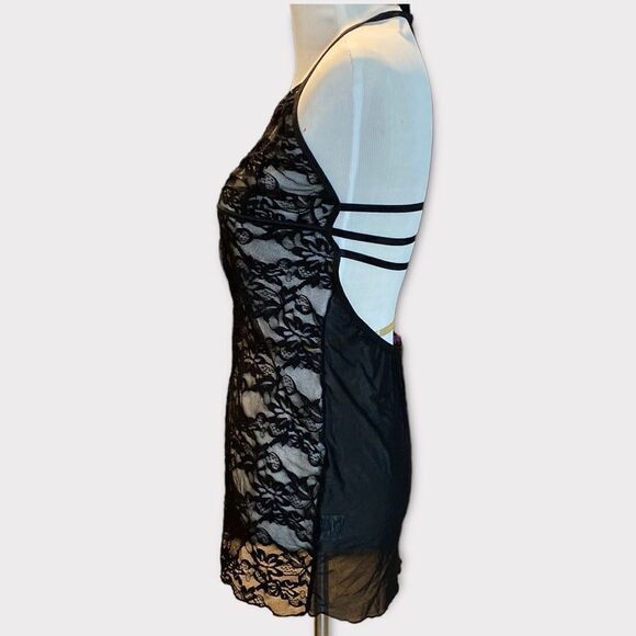 Black Lace Mini Open Exposed Sheer Back Lingerie - Picture 5 of 11
